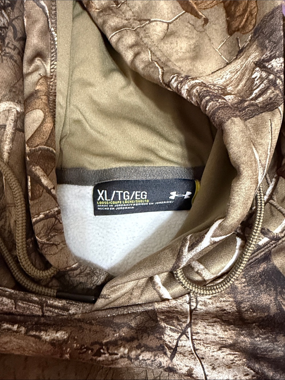 Mens UA Camo Hoodie - Realtree-Style Brown/Green - Picture 3 of 7